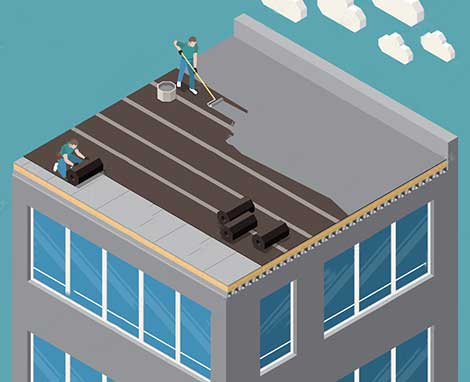 A durable APP bitumen membrane installation on a rooftop, showcasing its strength and UV protection for longevity.
